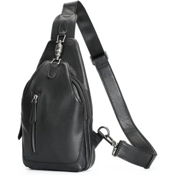 ⚡Women Black Genuine Leather Crossbody Sling Handmade Classic Vintage Bag - Picture 1 of 5